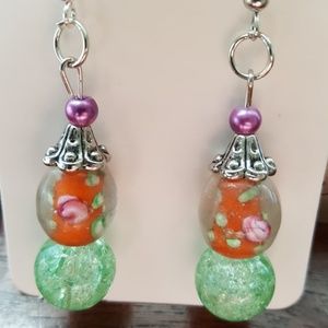 Silver/ 💚Green/💜 Purple/ Statement Earrings 💎